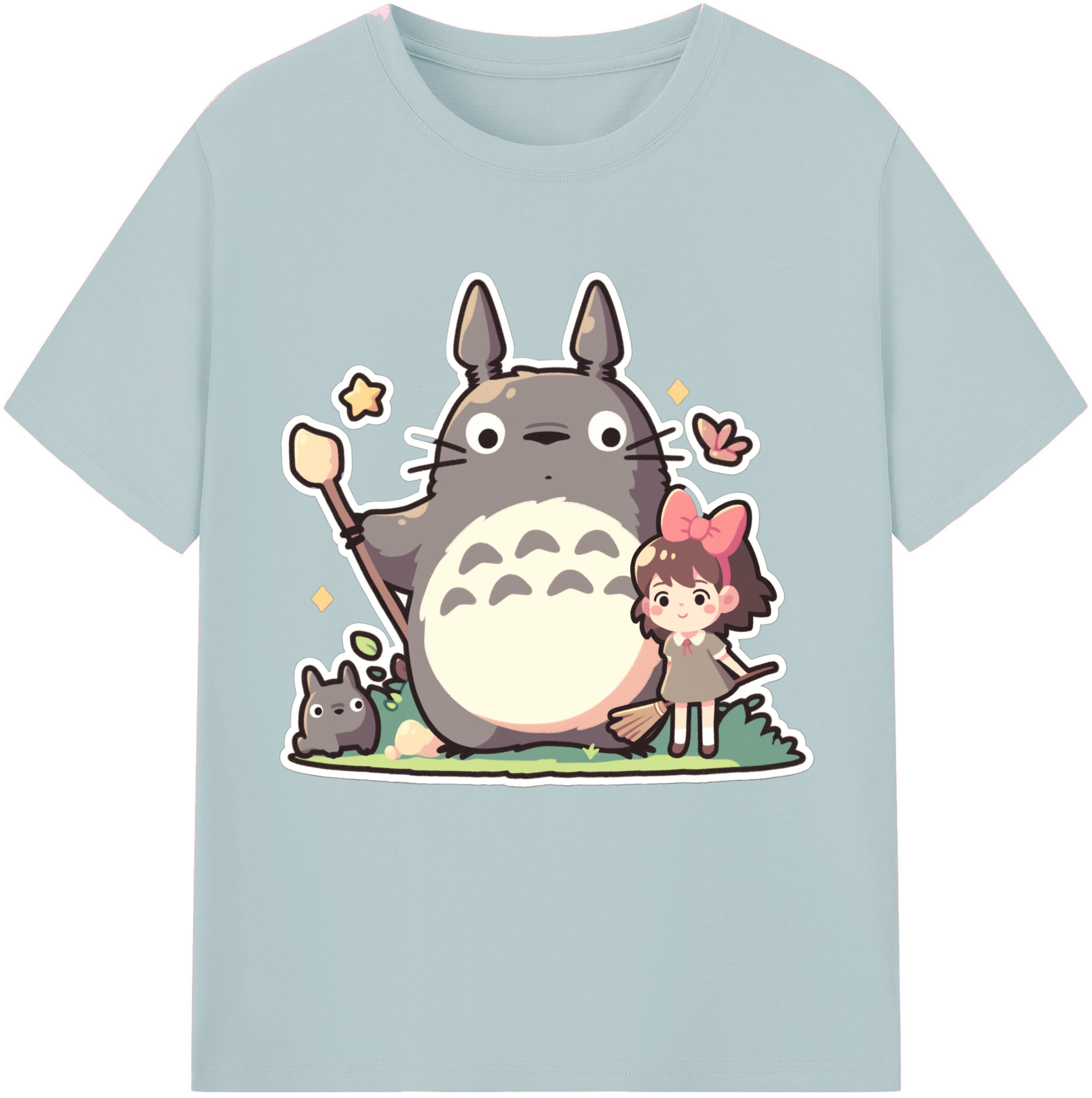 （画像用） となりのトトロ 草壁メイ 草壁サツキ My Neighbor Totoro Satsuki Kusakabe Mei Kusakabe 綿100％半袖Tシャツ（フロントプリント）